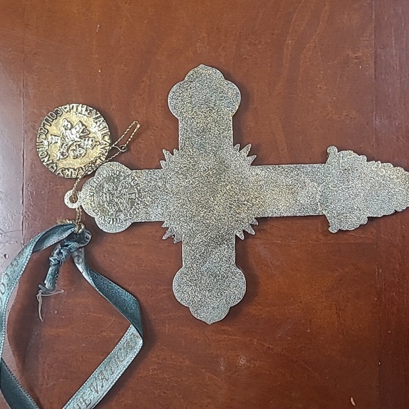 Kurt Adler Vatican Library Collection Enamel Pearls Cross Ornament Red/Blue - Picture 7 of 8